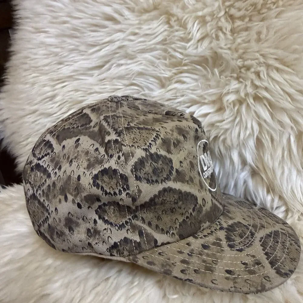 DNJ Construction Embroidered Logo Brown And Black Snakeskin Baseball Cap USA